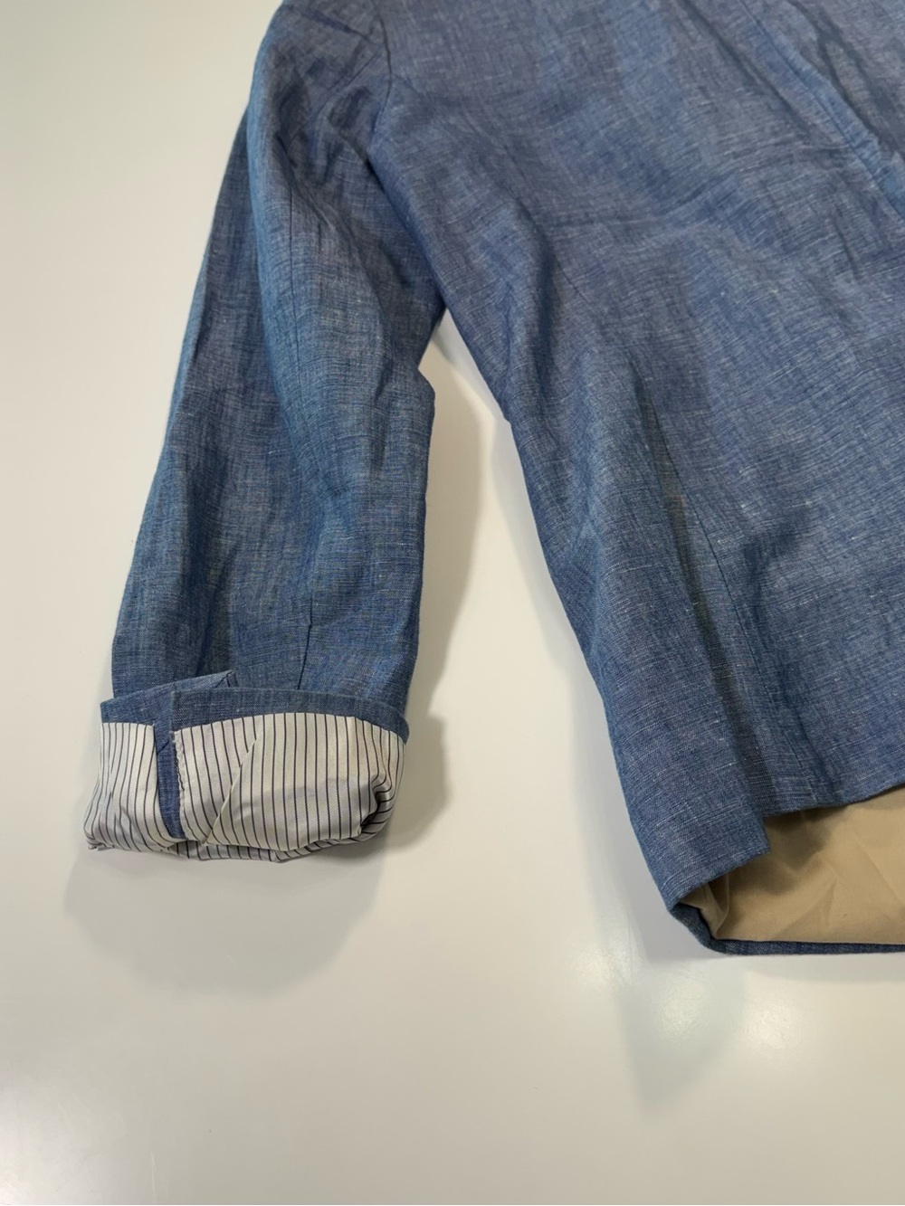 LOFT Linen Cotton Blend Light Blue Tailored Linen-Blend Blazer Size 10 - Picture 9 of 9